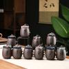 Chinese Ceramic Tea Jar Purple Sand Black Mud Pu'er Moisture-proof Sealed Portable Jar