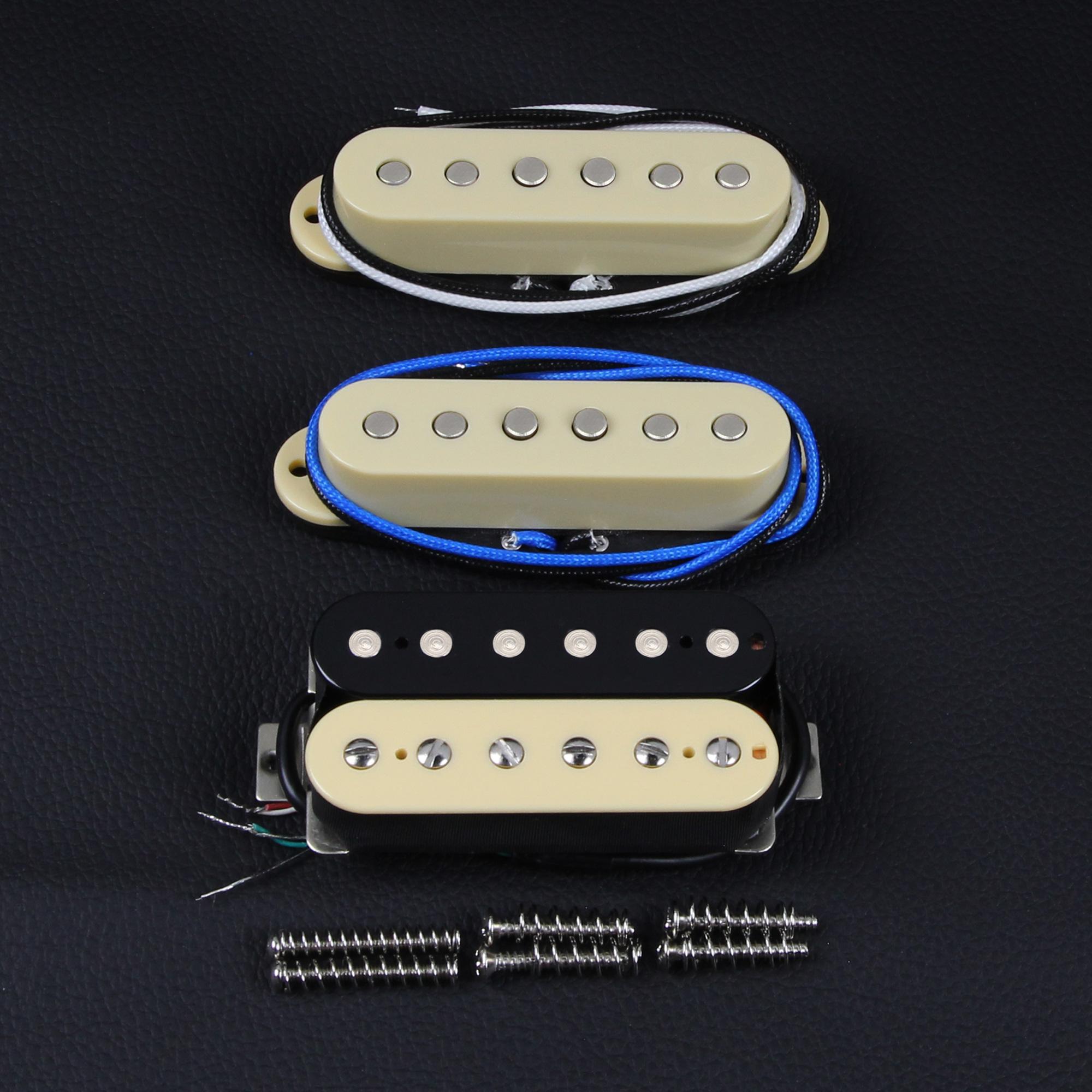 FLEOR HSS Alnico 5 Guitar Pickups Set Humbucker + Single Coil Pickup Staggered for SSH ST Guitar Parts