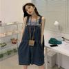 Women's Stylish High-Waisted Slimming Denim Overalls: Youthful, Loose-Fitting Jumpsuit