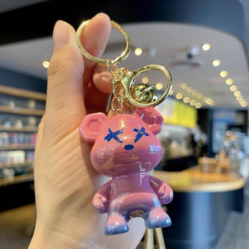 Colorful Cartoon Bear Keychain - Limited Edition Gift for Students and Backpacks