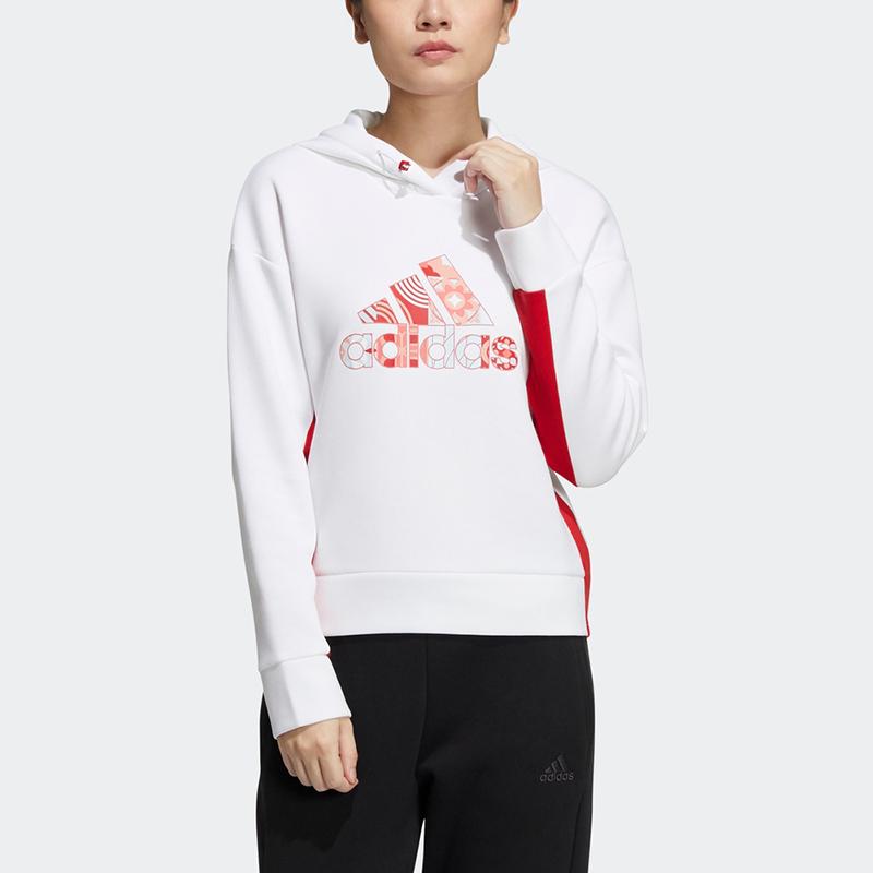 Adidas Cny Hood Sweat Limited Casual Sports Breathable Hoodie White Light Red Women HC2798
