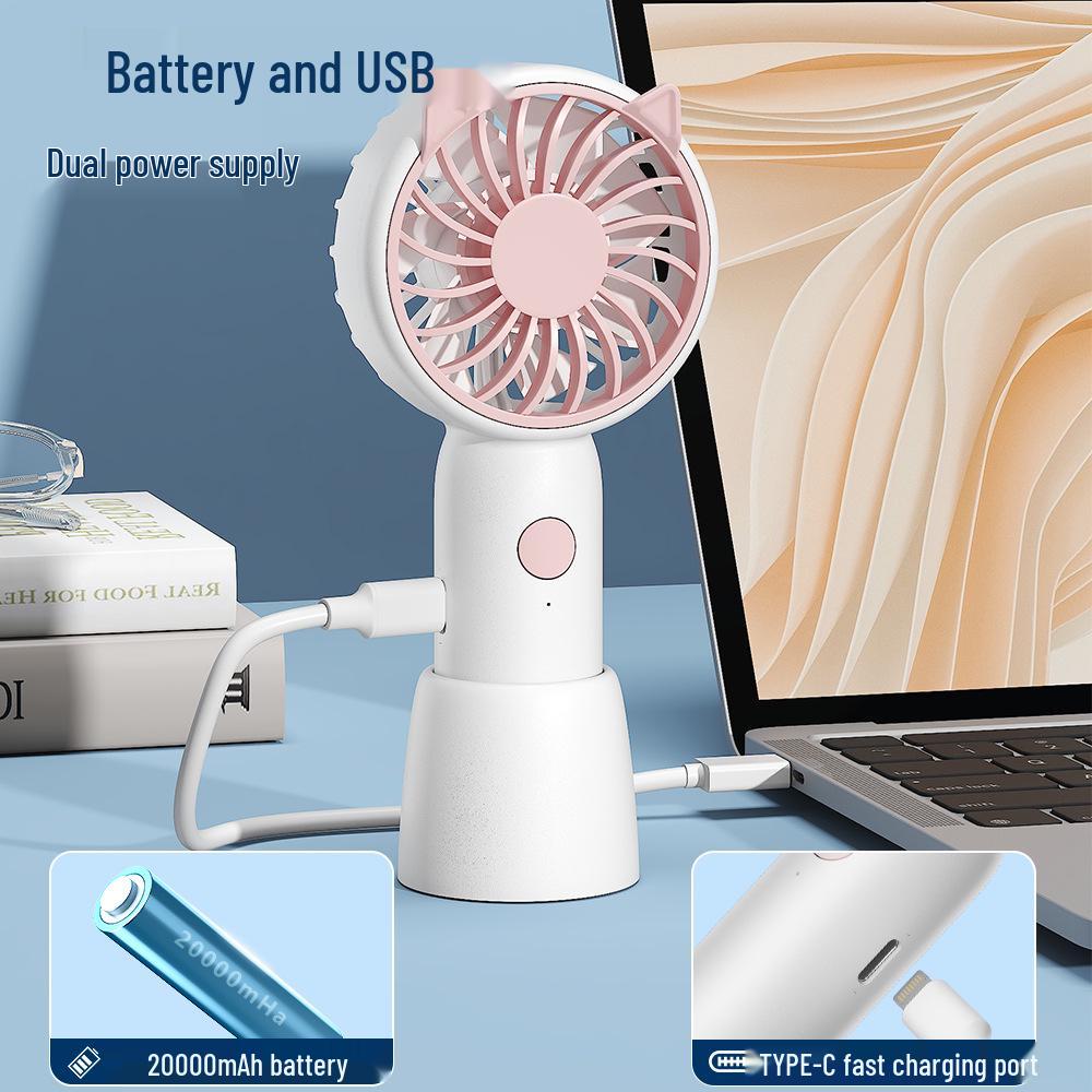 Mini USB Rechargeable Handheld Electric Fan - Strong Wind Power for Desktop Use