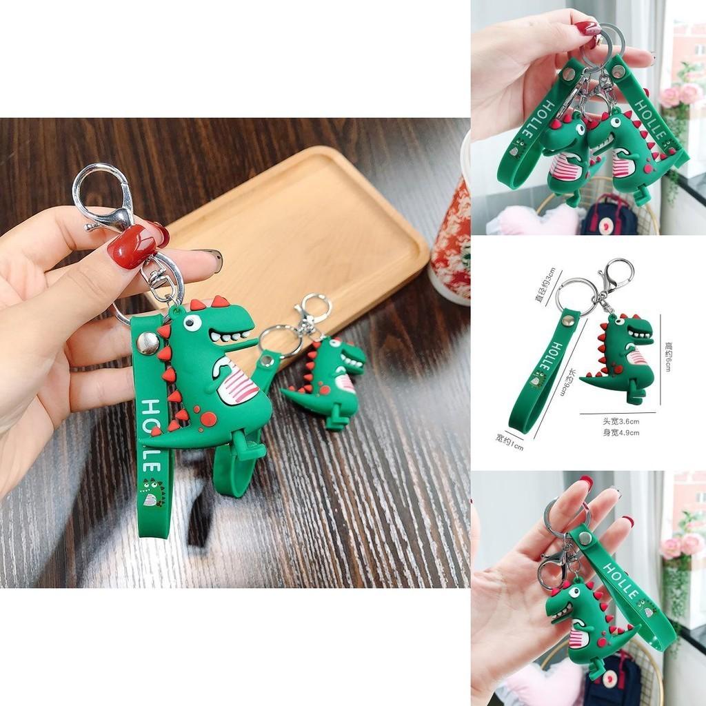 Cute Cartoon Dinosaur Rubber Keychain Adorable Car Bag Charm For Women