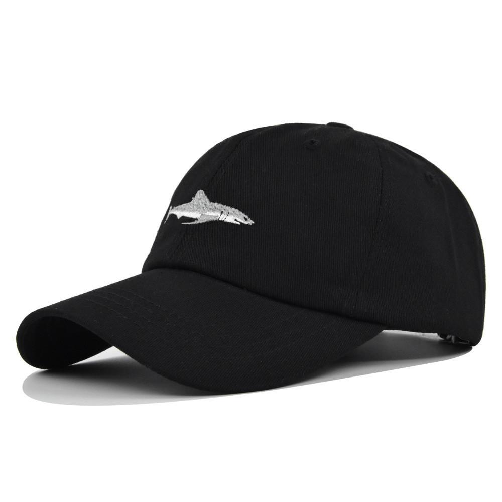 Small Fish 3d Embroidered Baseball Cap Washed Duck Tongue Cap Shark Embroidered Sun Hat Curved Brim Hat