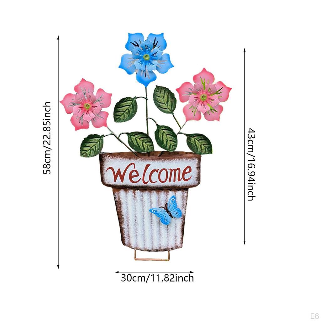 Flower Pot Garden Stake Decoration 2D Decor