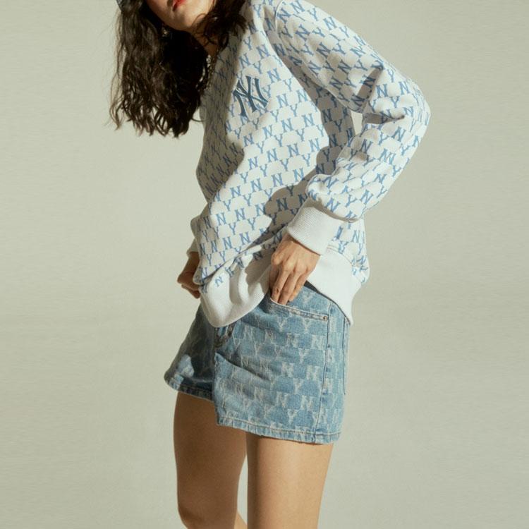 New MLB Old Flower Sweatshirts Unisex Blue 31MTM1111-50W