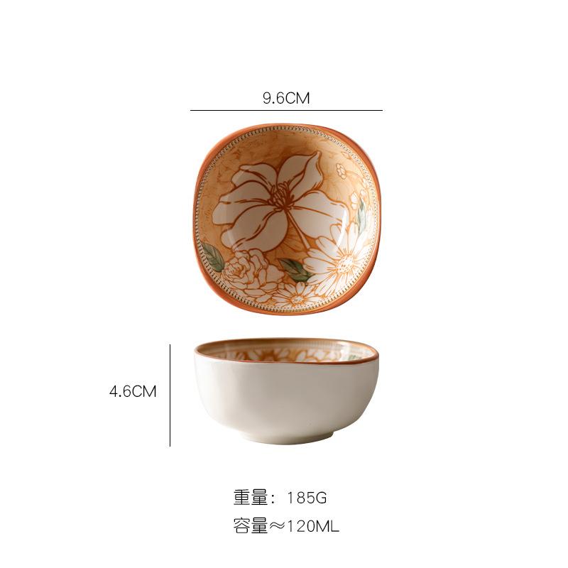 Camellia Series Ceramic Underglaze Color Disc Antique Home Creative Tableware