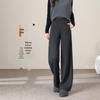 HSTYLE Women's Acetate Wool Blend Fleece Lined Wide-Leg Cropped Pants