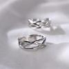 Adjustable Open Ring Set Couples Geometric Asymmetrical Design Plated Vintage Style Romantic Gift Him Her