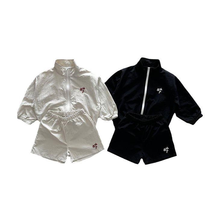 Korean Style 2024 Kids' Casual Letter Jacket & Shorts Set