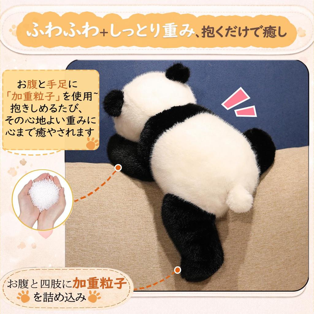 Homehalo Panda Plush Toy Hugging Pillow - Small, Cute, Fluffy, Weighted Beads, Comfortable, Cozy, and Fun Cuddle Pillow - Great for Birthdays, Gifts,