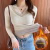 Women's Winter Velvet & Lace V-Neck Top with Thermal Bottoming Shirt