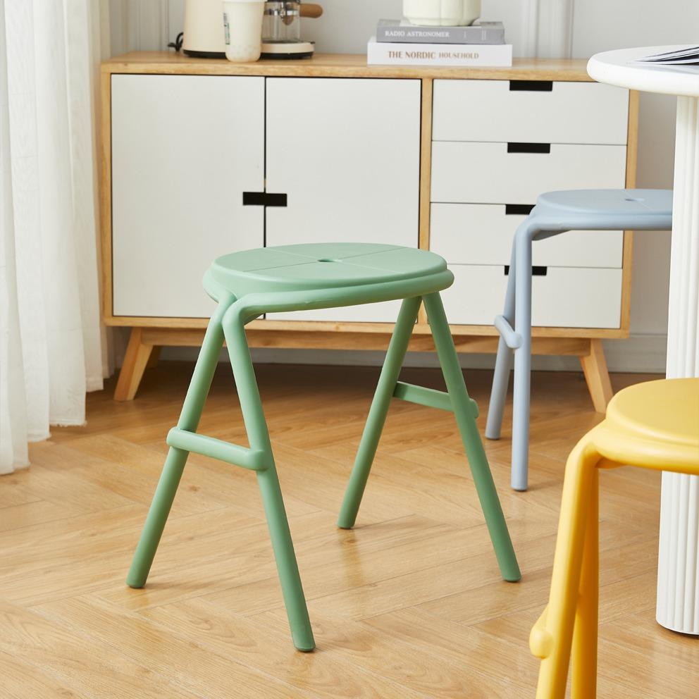 Nordic Plastic Stools Thickened Dining Stackable Stool Hallway Ottoman Footrest Folding Stool Bathroom Stool Shower