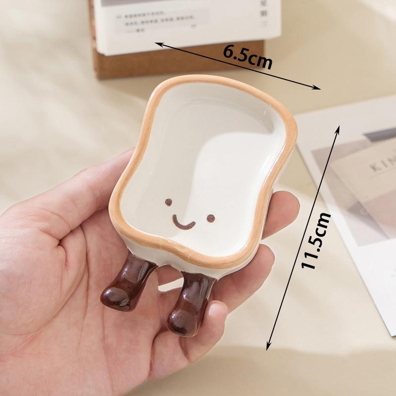 

Мультяшная Милая Керамическая Тарелка для Приправ в Форме Хлеба Необычная Креативная Домашняя Утварь Блюдце для Соуса