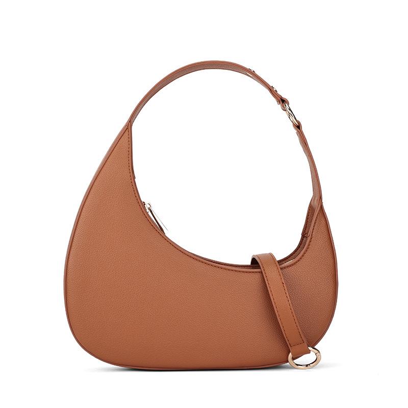 Elegant Solid Color Crescent Shoulder Bag: Chic High-End Handbag for Versatile Daily Use