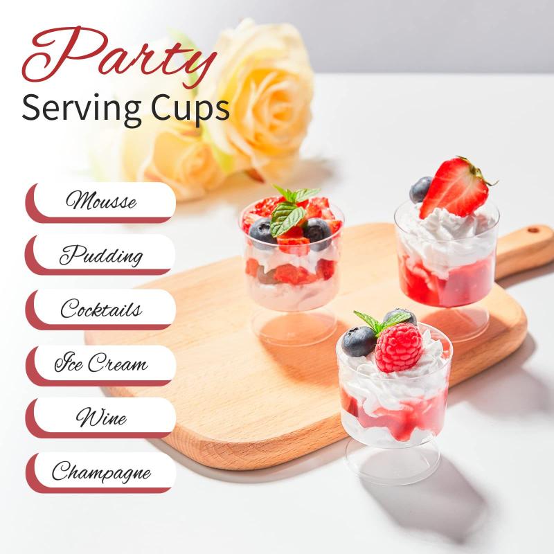 5Pcs 60Ml Mini Wine Cup Small Wine Glass Reusable Wine Drinking Plastic Cups Dessert Cups Transparent Mousse Jelly Yogurt Cups