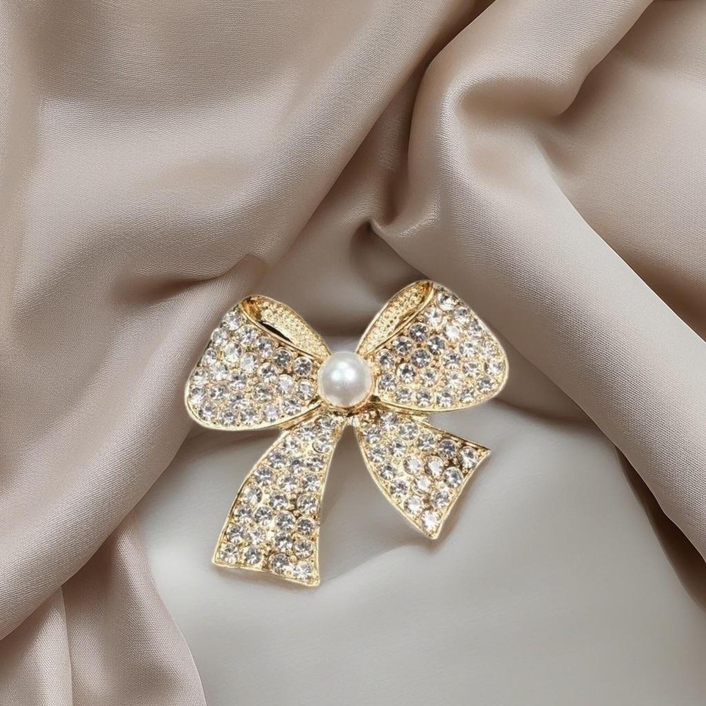 Damen Luxus Anstecknadel: Schleife Strass Brosche für Kleidung
