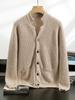 Autumn And Winter Men'S Clothing Thickened Stand-Up Collar Solid Color Cashmere Jacket Loose Casual Middle-Aged Cashmere Knitted Cardigan