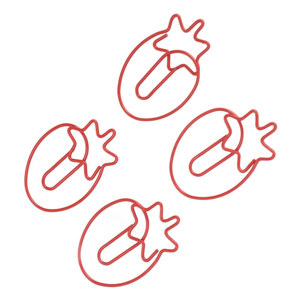 100pcs Strawberry Paper Clips Electroplated Iron Wire Fruit Paper Clips Portable Vibrant Bookmark