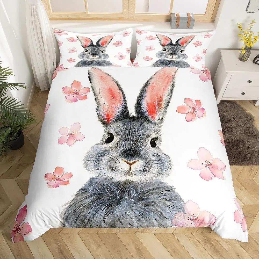 2/3Pcs Cartoon Animal Duvet Cover Bedding Set 3D Printed Quilt Cover for Bedroom King Queen Full Polyester Bedclothes Home Decor