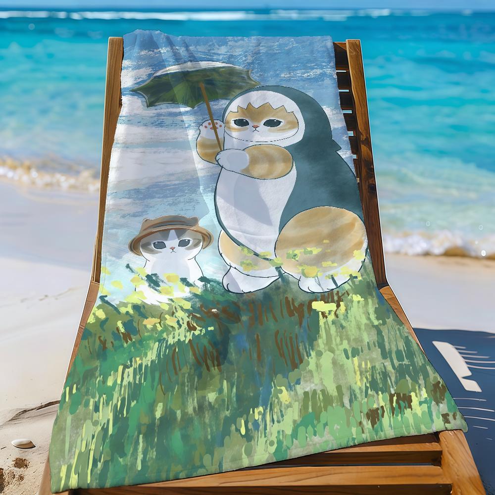 Cartoon M-Mofusand-S Kawaii Cute Cats Towel Sports Quick Dry Travel Camping Gear Sandproof Soft Light Large Beach Towel