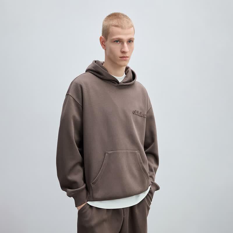 CHINISM 3D Embroidered Loose Fit Air Layer Hooded Sweatshirt L