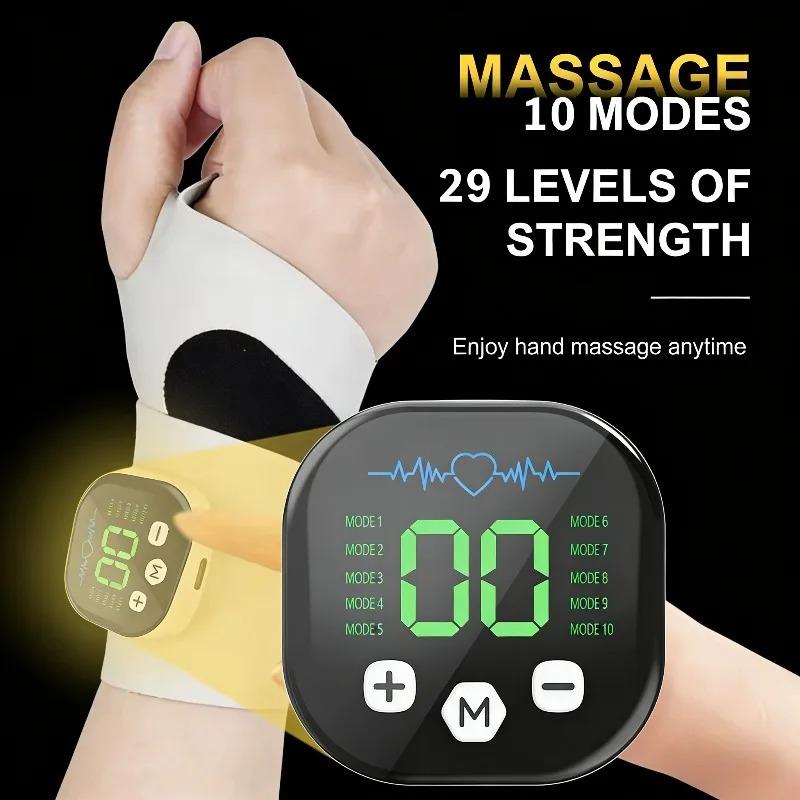 Electric Cordless Hand Wrist Massager 10 Mode Vibration Massage 29 Levels Massage Hands Rechargeable Wrist Brace Protector Wrap