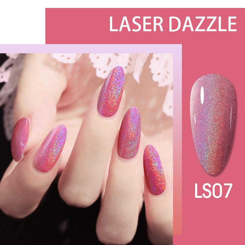 

Гламурный лак для ногтей с переливающимся глиттером, быстросохнущий, долгостойкий, переливающийся лазерный эффект LS07