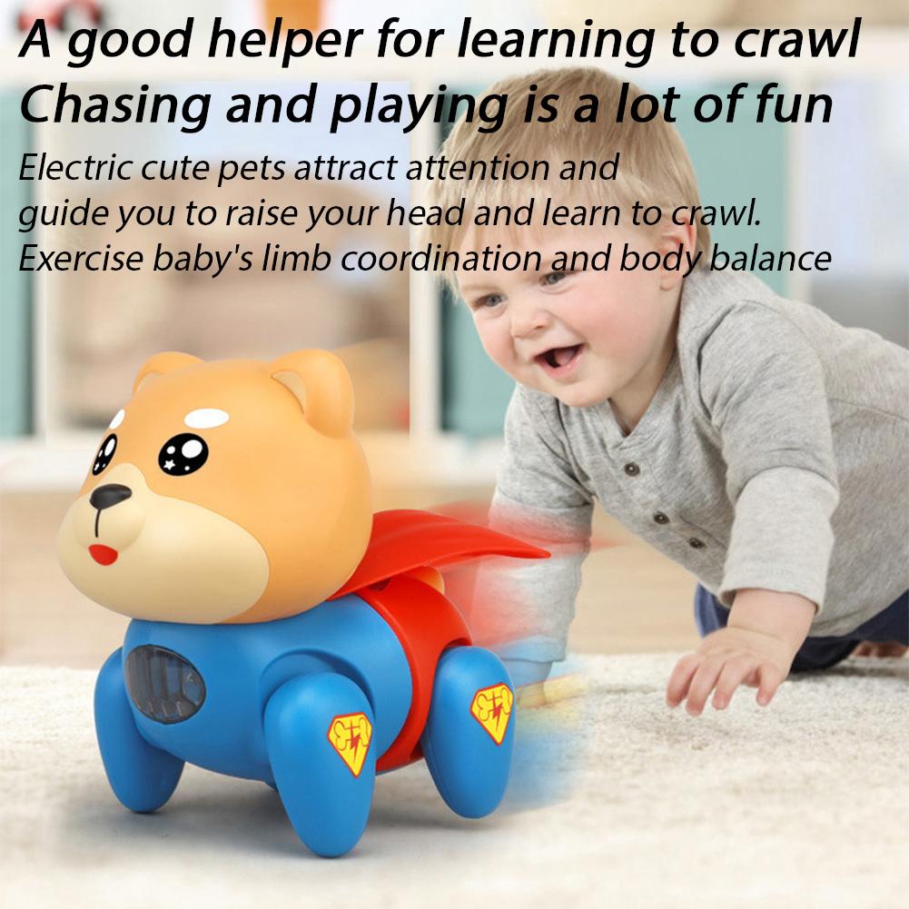 Electric Walking Crawling Dinosaur Dog Pig Toy With Music & Led Light, Musical Electronic Pet Animal Toys For Babies Toddlers