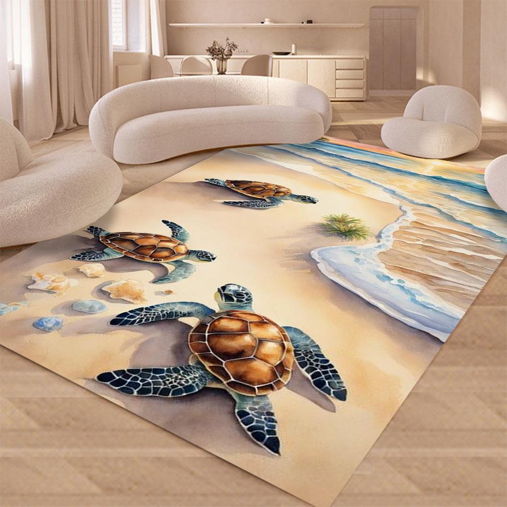 Tapete Carpete Tartaruga Marinha Arte Praia Oceano Estrela do Mar Concha Área de Atividade Infantil Decoração de Casa Sala de Estar Quarto Tapete de Chão