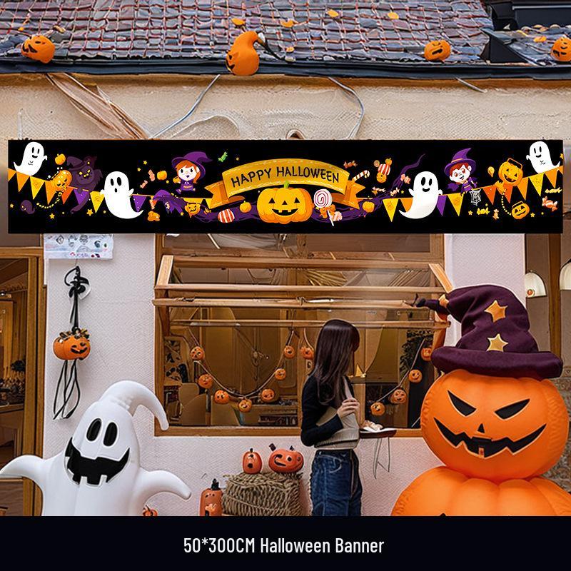 Halloween Pumpkin Banner: Outdoor Doorway & Wall Decor for Photo Props