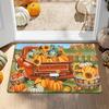 1pc Autumn Harvest Door Mat - Non-Slip, Absorbent, Machine Washable Polyester Mat with Vibrant Pumpkin and Sunflower Design, Per