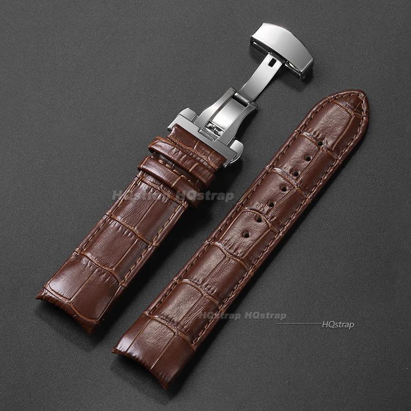 Calfskin Leather Watch Band for Tissot T035 627/407/617 Strap Butterfly Buckle Bracelet Curved End Business Belt 22mm 23mm 24mm