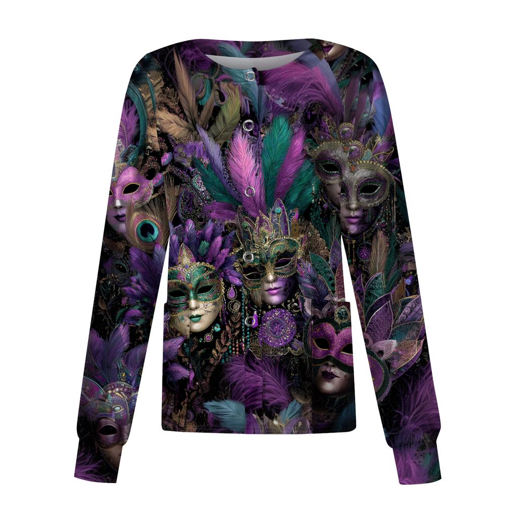 Women's Casual Long Sleeve Single Breasted Printed Dry- Top