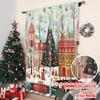 2pcs 2D Flat Printing Merry Christmas Party Curtains Santa Claus Snow Scenery Versatile Polyester Fabric Without Electricity