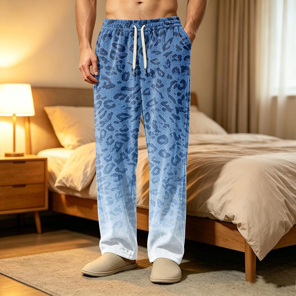 Men's Corduroy Pajama Pants with Pockets, Casual Sleep Bottoms for Home and Bedtime