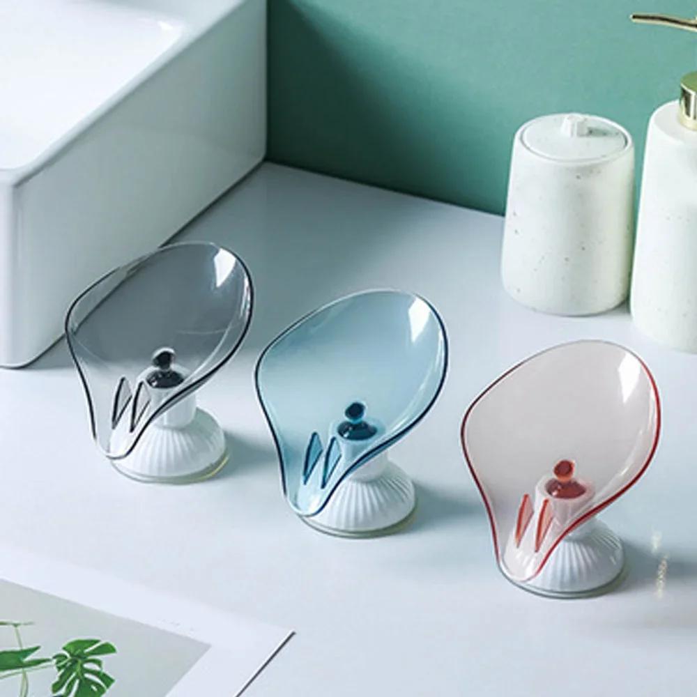1Pc Kitchen Bathroom Punch-free Soap Holder Rack Multifunction Suction Cup Drain Soap Box(Not Including Soap)