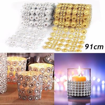 1 Yard Flower Mesh Ribbon Wedding Birthday Party Cake Vase Candle Table Decoration