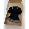 Vintage Lapel T-shirt Fake Two-piece Short-sleeved Tees Fashionable College Style Polo Collar Uniform T-shirt Patchwork Slim