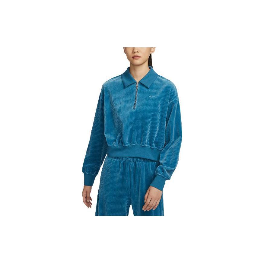 Nike Sweatshirts Women's Blue Lapel Moderate Regular DQ5939-457