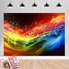 Rainbow Fire Music Notes Backdrop Vibrant Abstract Wave Studio Background