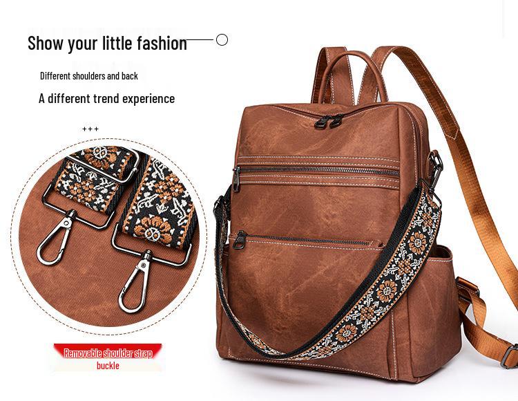 Cute Retro Lightweight Backpack for Women & Girls - Large Capacity, Dual-Purpose for Leisure & Travel