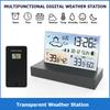 Digital Weather Station Transparent Temperature and Humidity Meter Alarm Clock Weather Forecast Indoor Outdoor Hygrothermograph