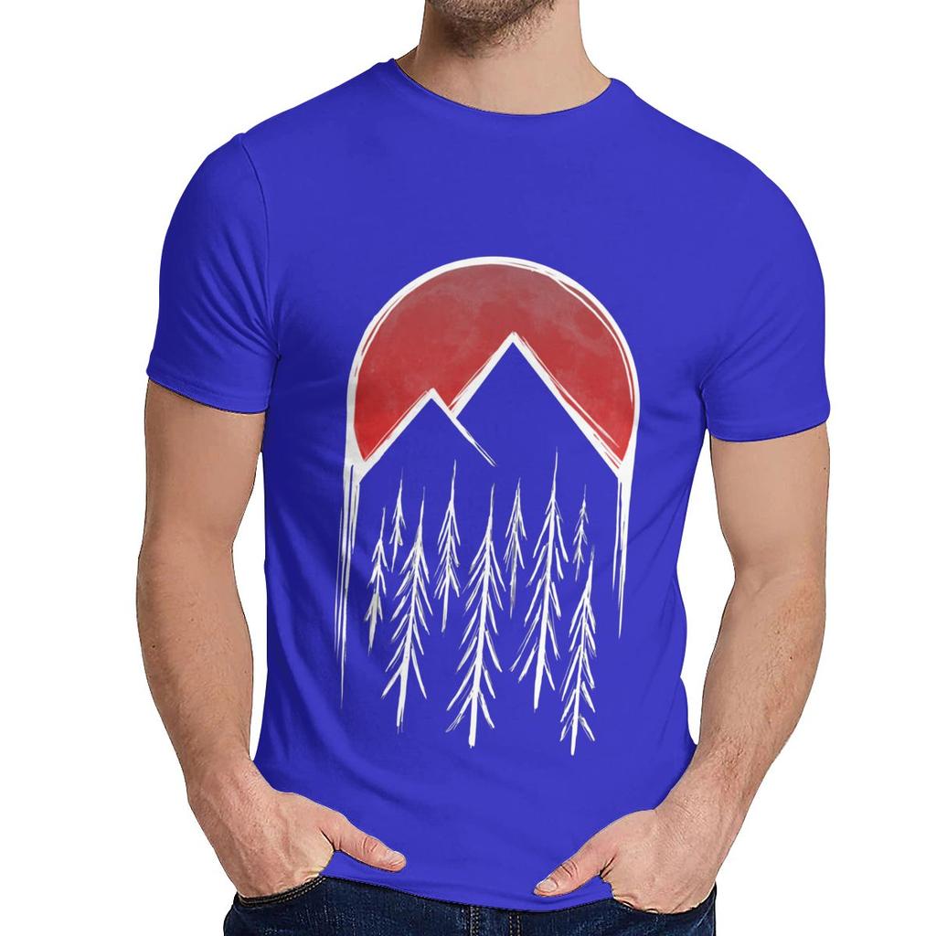 Man S O Neck Twin Peaks Red Pine Tree Moon Short Sleeve Arrival For