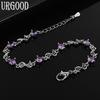 925 Sterling Silver Purple AAA Zircon Bracelet Gift Wedding Jewelry