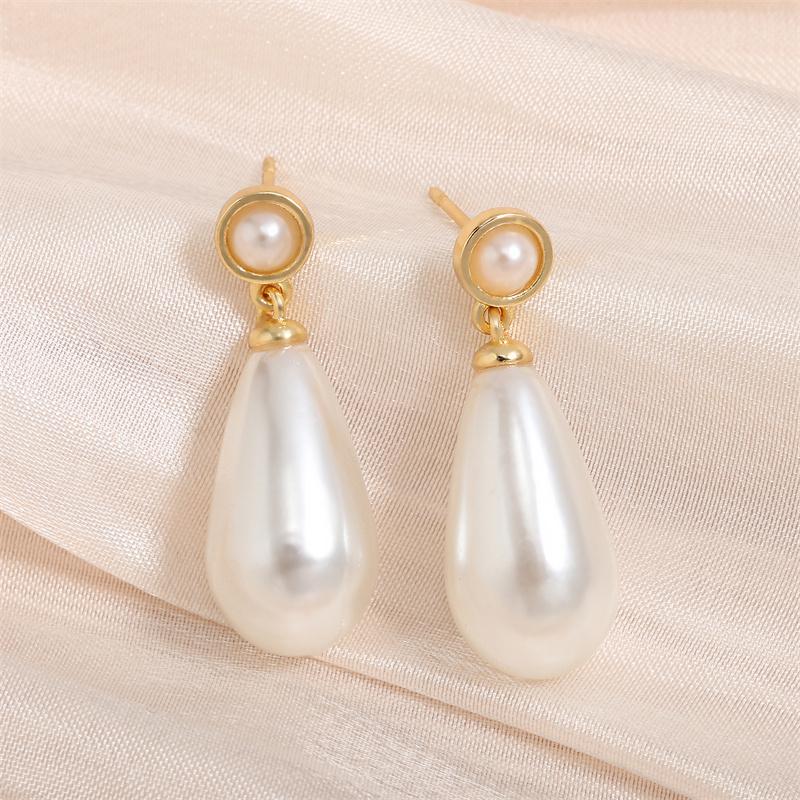 ZAKOL White Teardrop Simulation Zircon Dangle Earrings Baroque Palace Style Wedding Party Zircon 2024 New