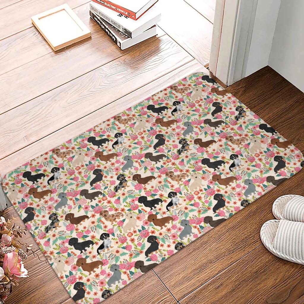 Modern and Fun Dachshund Patterns DoorMat, Non-slip Carpet, Suitable for Living Room, Bedroom, Bathroom, Holiday Home Decoration