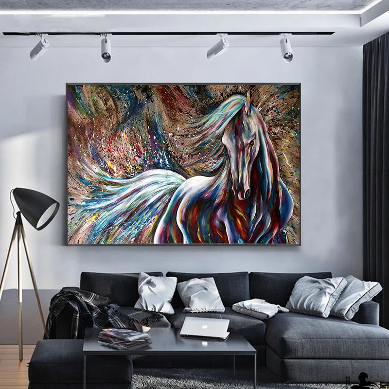 Handsome Horse Painting Canvas Poster Animals Wall Art Pictures for Living Room Bedroom Playroom Modern Home Decor
