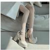 Super High Heels, Children's Beige Toe, Mary Jane's Thick Heeled Sandals, Wedding Shoes