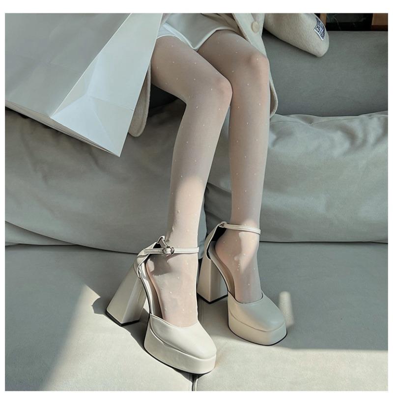 Super High Heels, Children's Beige Toe, Mary Jane's Thick Heeled Sandals, Wedding Shoes
